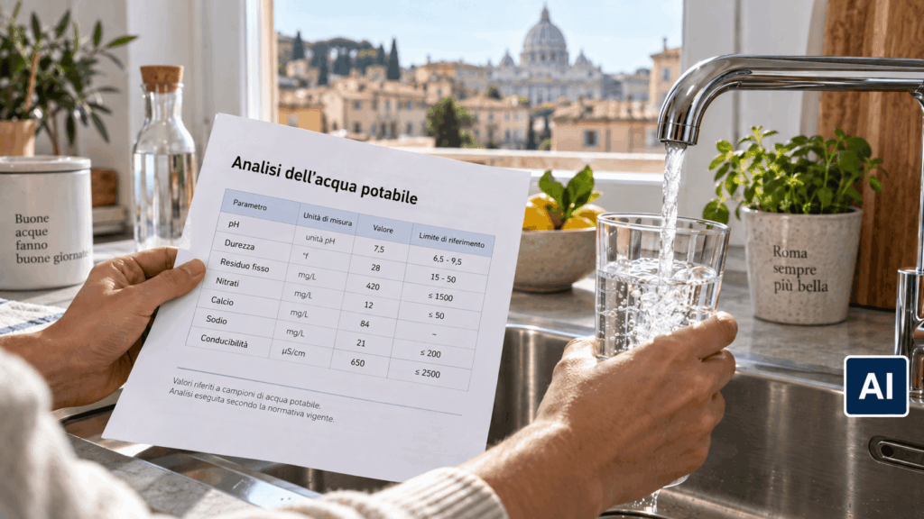 Acqua del rubinetto a Roma: analisi Acea e valori da controllare